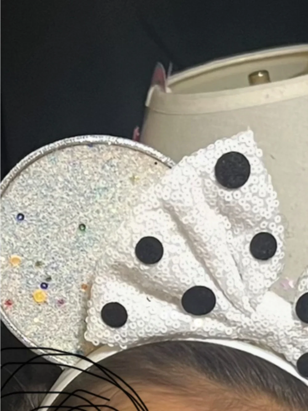 Sequin Polka Dot Minnie-Style Kids Headband - White